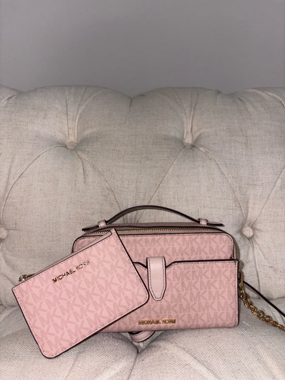 Michael Kors Blush Pink Signature Crossbody with Matching Wristlet